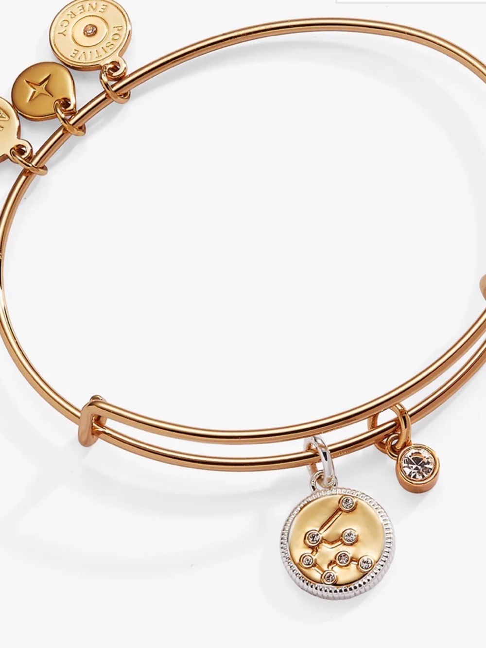 Alex and Ani Aquarius Constellation Bangle Bracelet Gold Tone New
